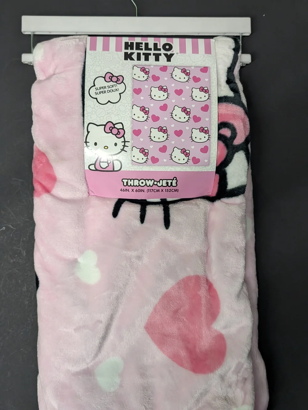 New Sanrio Hello Kitty Pink Hearts Micro Plush Throw Blanket 46
